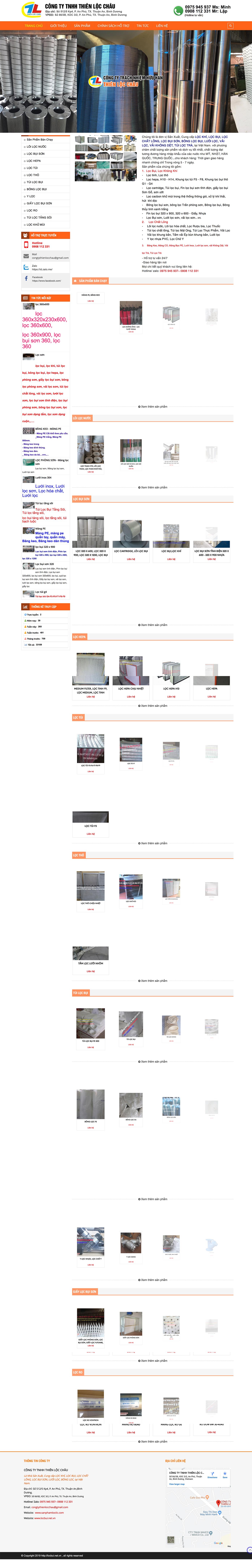 Mẫu website sản phẩm lọc 13503