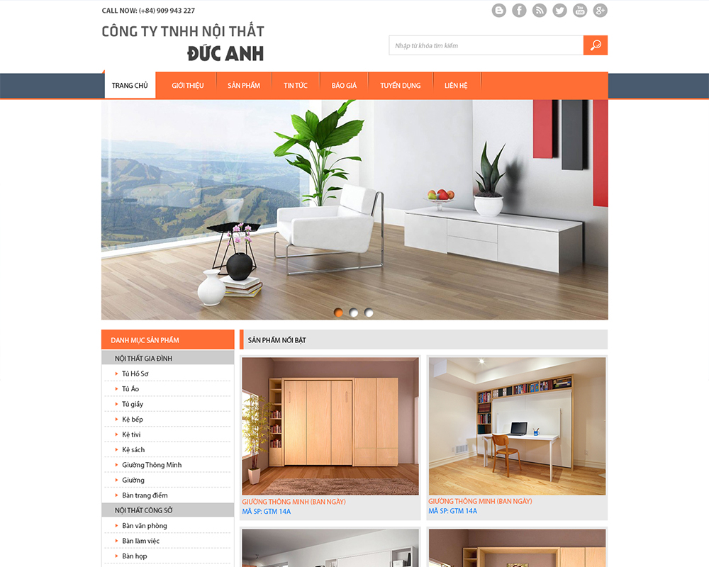 Mẫu website nội thất 10506